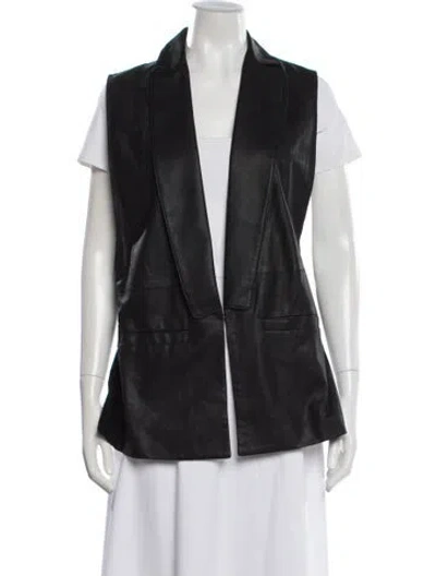 Pre-owned Veda Leather Vest In Gray