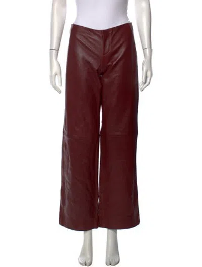 Pre-owned Veda Leather Wide Leg Pants In Red
