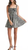 Veda Leopard Back Lace Up Mini Dress In Black In Black