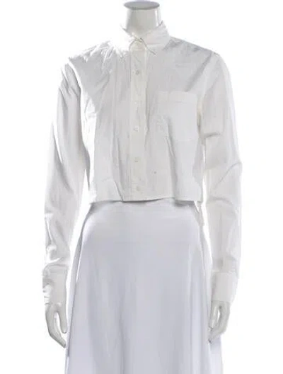Pre-owned Veda Long Sleeve Button-up Top In White