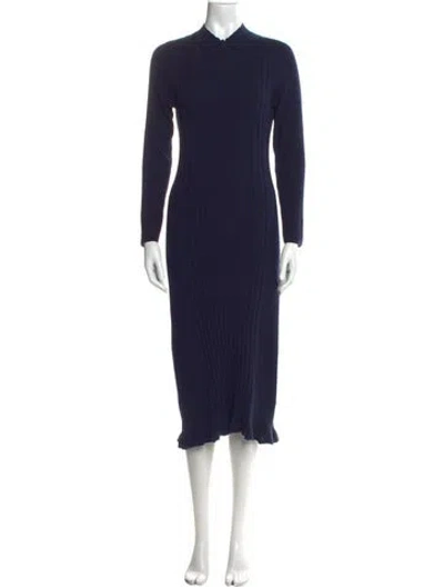 Pre-owned Veda Merino Wool Long Dress In Blue