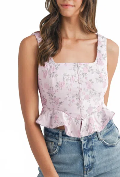 Veda Mia Floral Peplum Top In Pink In Blue