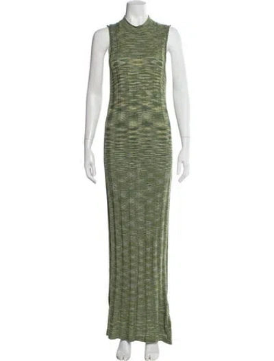 Pre-owned Veda Mock Neck Long Dress In Green
