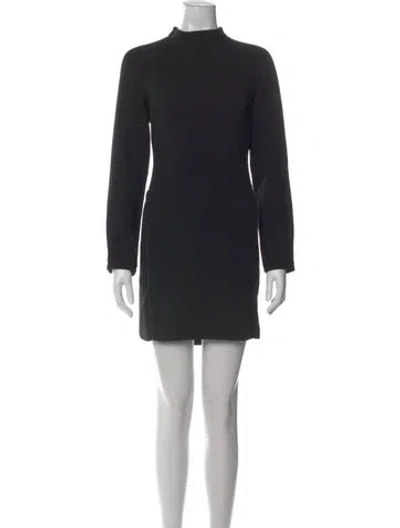 Pre-owned Veda Mock Neck Mini Dress In Black