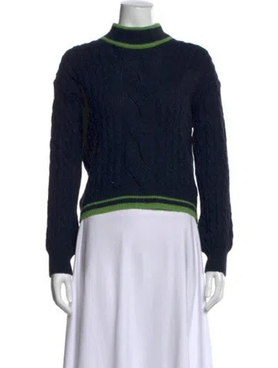Pre-owned Veda Mock Neck Sweater In Blue