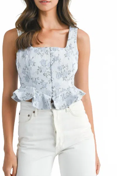 Veda Nova Floral Peplum Top In Blue