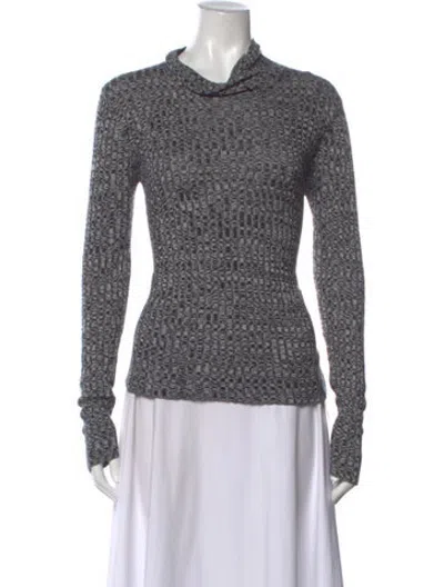 Pre-owned Veda Patterned Cowl Neck Sweater In Grey