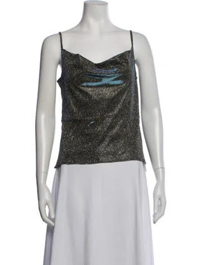 Pre-owned Veda Patterned Cowl Neck Top In Black