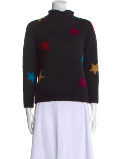 Pre-owned Veda Printed Turtleneck Sweater In Black