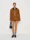 Veda Scottie Suede Jacket Natural Xxs In Brown
