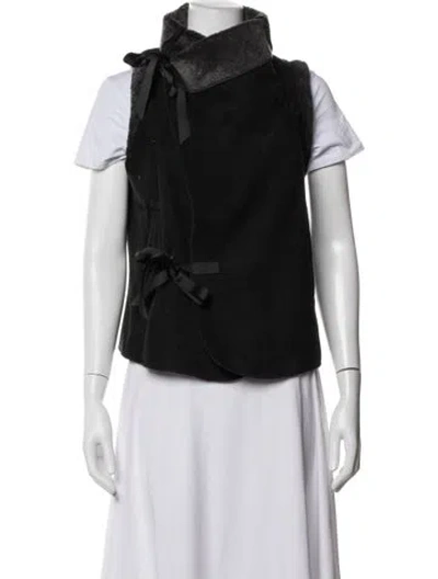 Pre-owned Veda Shearling Vest In Black/grey