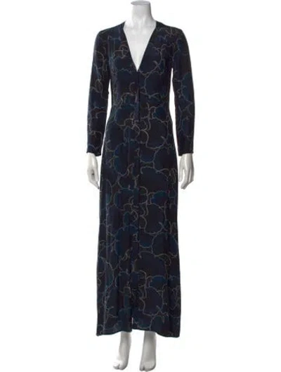 Pre-owned Veda Silk Long Dress In Blue