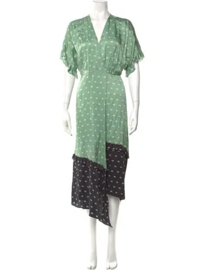 Pre-owned Veda Silk Long Dress In Green