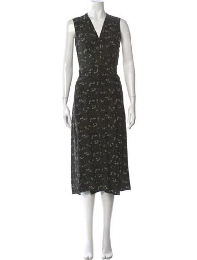 Pre-owned Veda Silk Midi Length Dress In Green