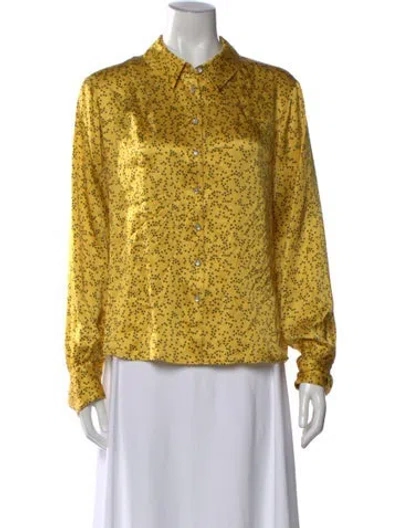 Pre-owned Veda Silk Printed Blouse In Yellow