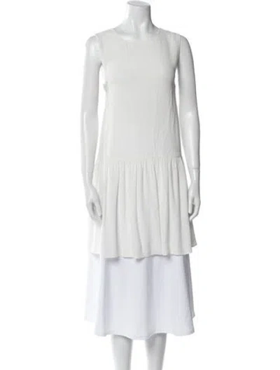 Pre-owned Veda Square Neckline Sleeveless Tunic In White