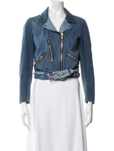 Pre-owned Veda Suede Biker Jacket In Blue