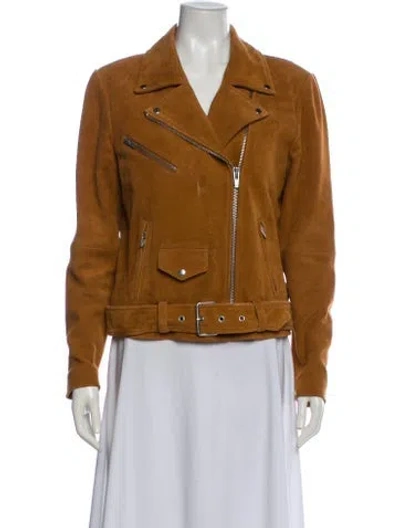 Pre-owned Veda Suede Biker Jacket In Brown