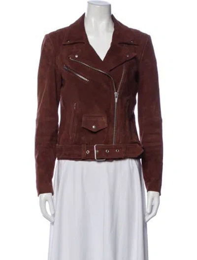 Pre-owned Veda Suede Biker Jacket In Brown