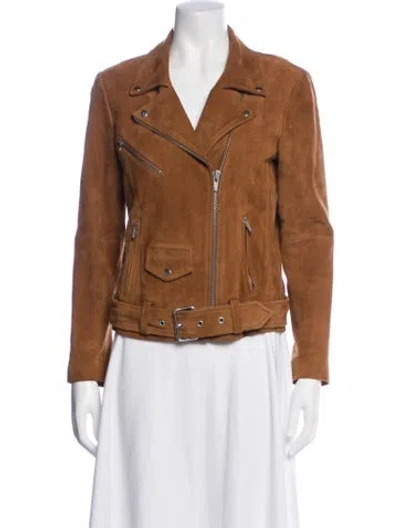 Pre-owned Veda Suede Biker Jacket In Brown