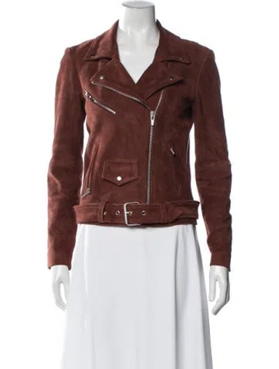 Pre-owned Veda Suede Biker Jacket In Burgundy