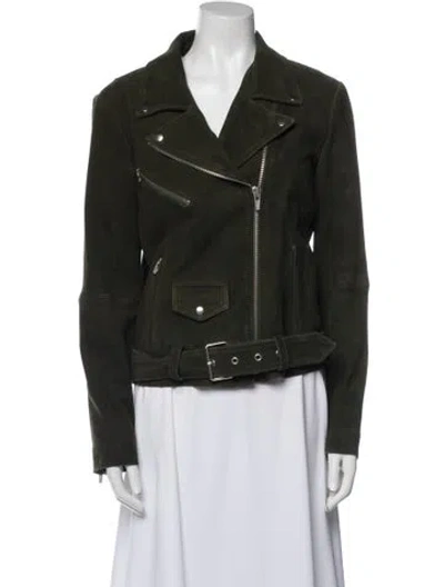 Pre-owned Veda Suede Biker Jacket In Green