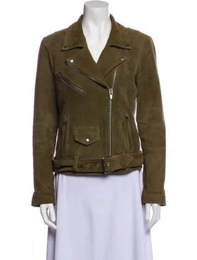 Pre-owned Veda Suede Biker Jacket In Green