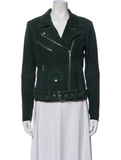 Pre-owned Veda Suede Biker Jacket In Green