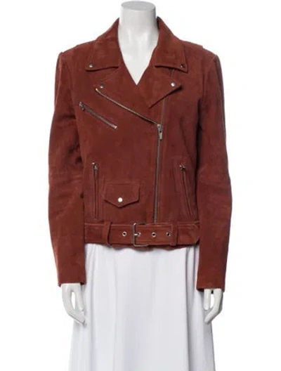Pre-owned Veda Suede Biker Jacket In Red