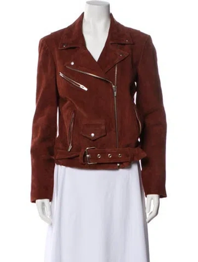 Pre-owned Veda Suede Biker Jacket In Red
