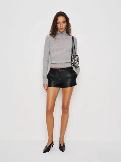 Veda Taylor Low Rise Leather Micro Short Black 12