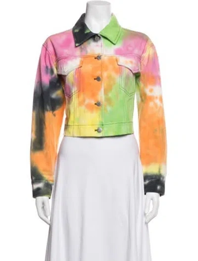 Pre-owned Veda Tie-dye Print Denim Jacket In Orange