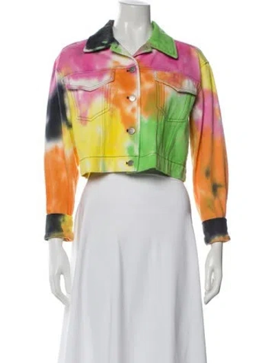 Pre-owned Veda Tie-dye Print Denim Jacket In Yellow