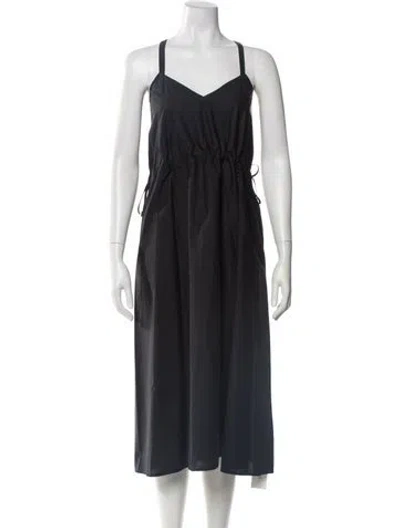 Pre-owned Veda V-neck Long Dress In Blue