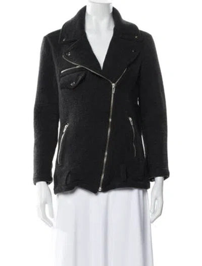 Pre-owned Veda Wool Biker Jacket In Black
