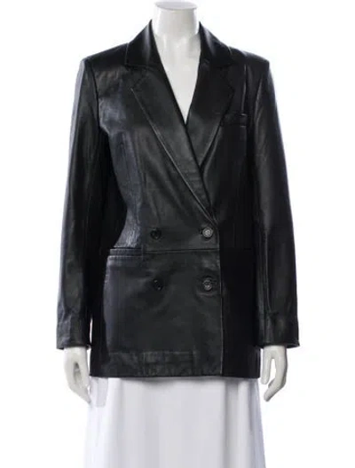 Pre-owned Veda X Reformation Faux Leather Blazer In Black