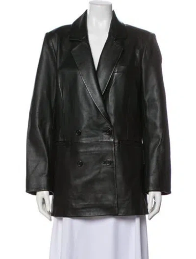 Pre-owned Veda X Reformation Faux Leather Blazer In Gray