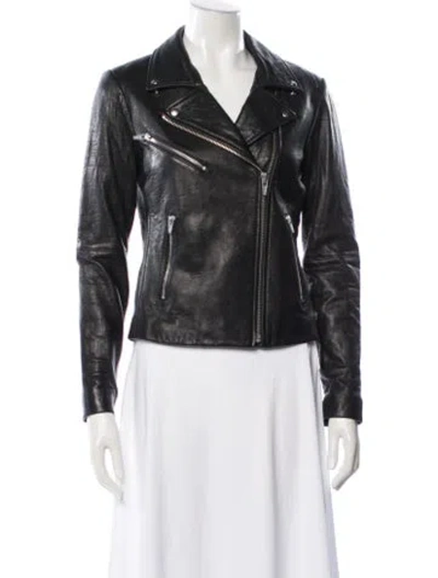 Pre-owned Veda X Reformation Lamb Leather Biker Jacket In Black