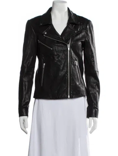 Pre-owned Veda X Reformation Lamb Leather Biker Jacket In Black