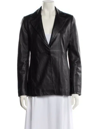 Pre-owned Veda X Reformation Lamb Leather Blazer In Black