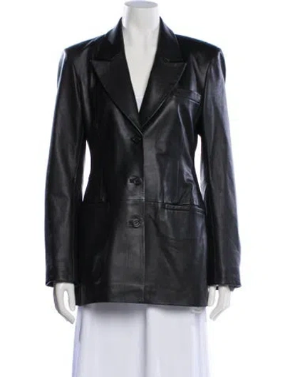 Pre-owned Veda X Reformation Lamb Leather Blazer In Black