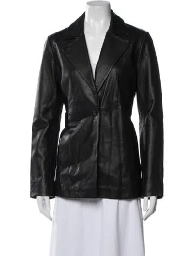 Pre-owned Veda X Reformation Lamb Leather Blazer In Black
