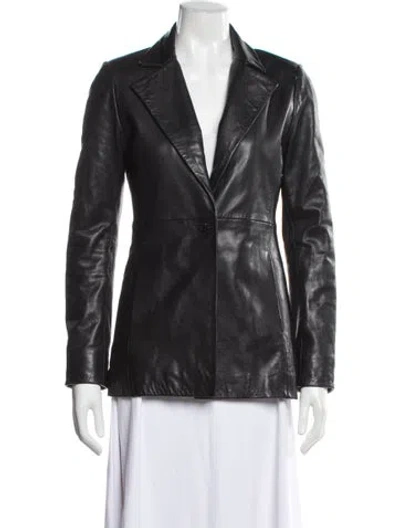 Pre-owned Veda X Reformation Lamb Leather Blazer In Black
