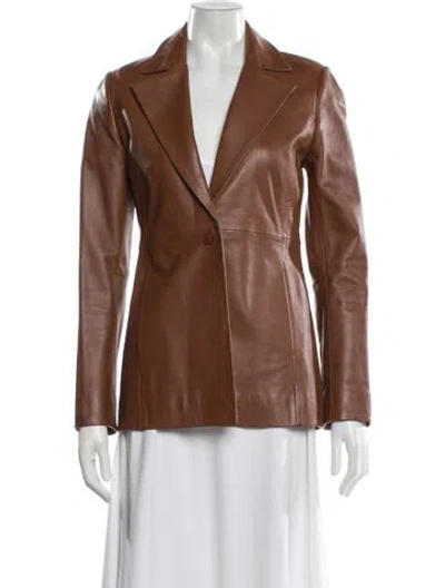 Pre-owned Veda X Reformation Lamb Leather Blazer In Brown