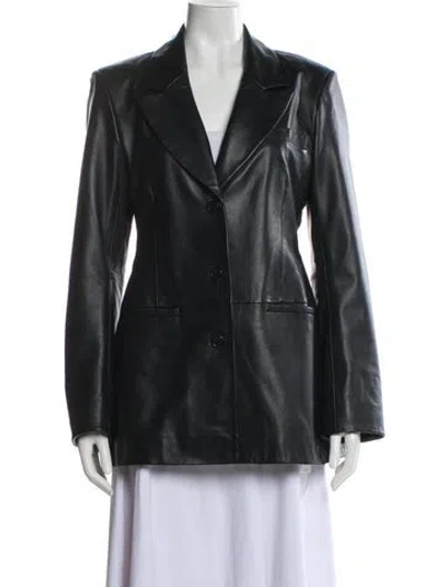 Pre-owned Veda X Reformation Lamb Leather Blazer In Gray