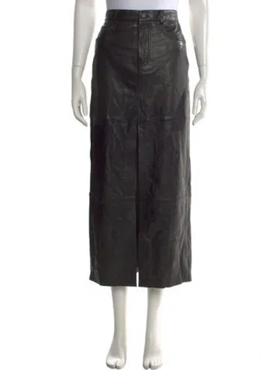 Pre-owned Veda X Reformation Lamb Leather Long Skirt In Black