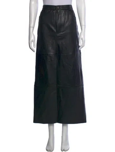 Pre-owned Veda X Reformation Lamb Leather Long Skirt In Black
