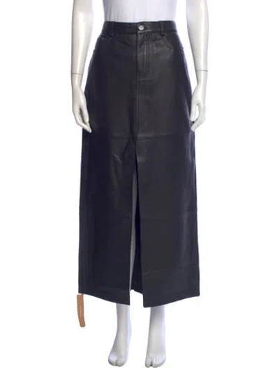 Pre-owned Veda X Reformation Lamb Leather Long Skirt In Blue