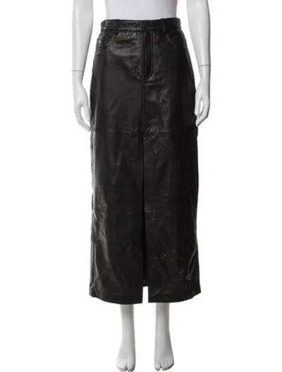 Pre-owned Veda X Reformation Lamb Leather Long Skirt W/ Tags In Black