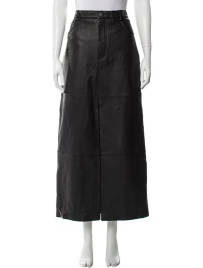 Pre-owned Veda X Reformation Lamb Leather Midi Length Skirt In Black